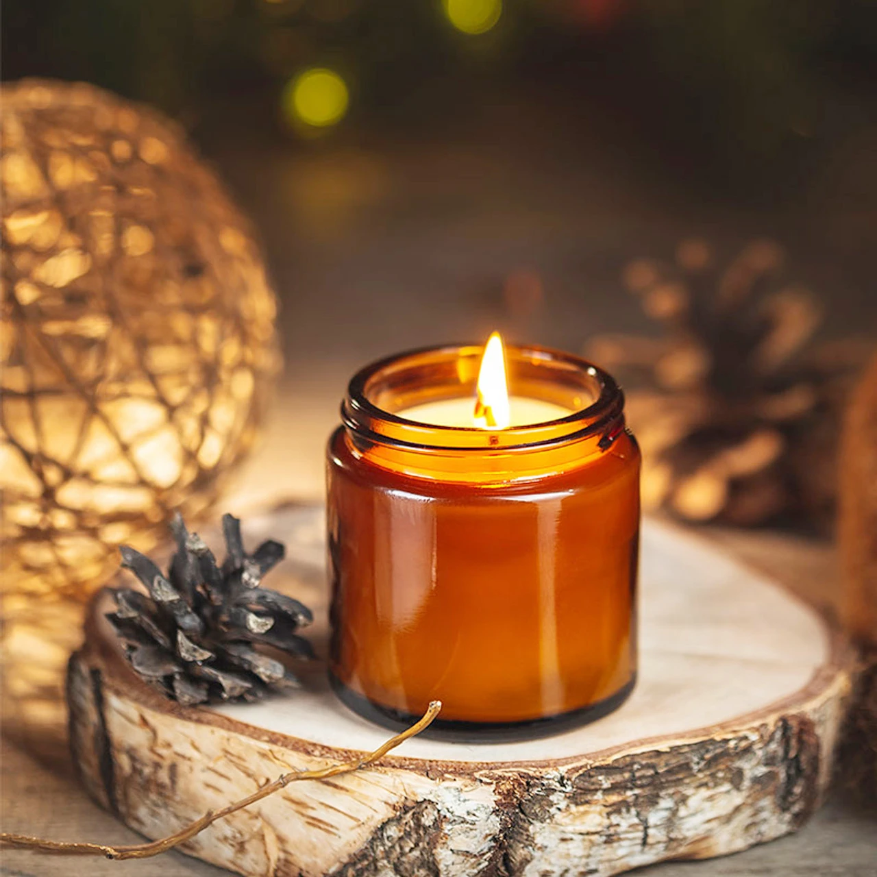 Amber Jar Candle - Стеклянные банки для свечей, 4 унции,