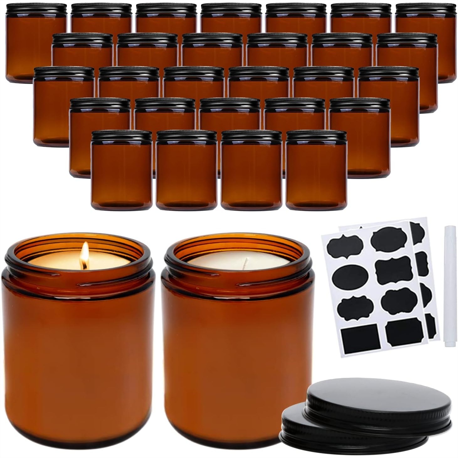 Amber Jar Candle - Набор из 30 янтарных стеклянных банок